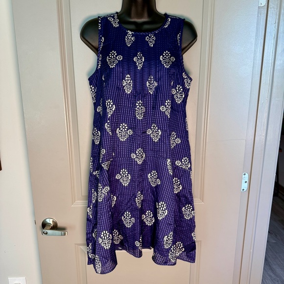 Madewell Dresses & Skirts - Madewell | Silk-Cotton Midi Dress | Boho | Minimalist | Navy Block Print | S